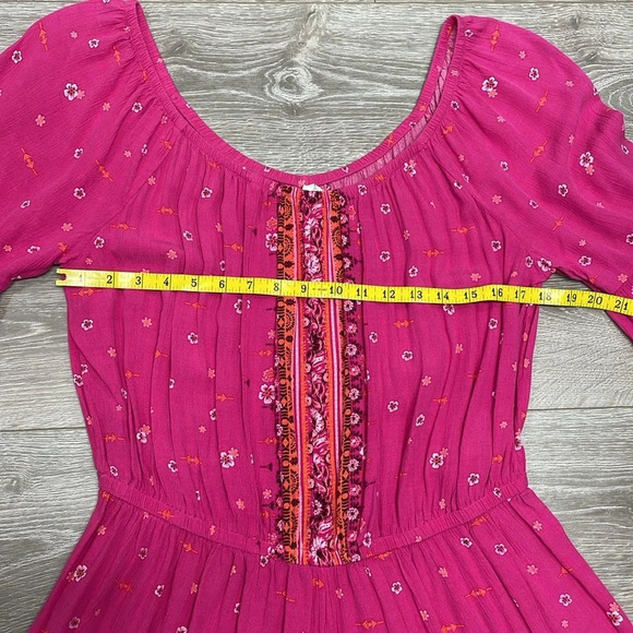 NWOT Mudd Boho Pink 3/4 Bell Sleeve Romper PomPom Detail XXL - Picture 9 of 16